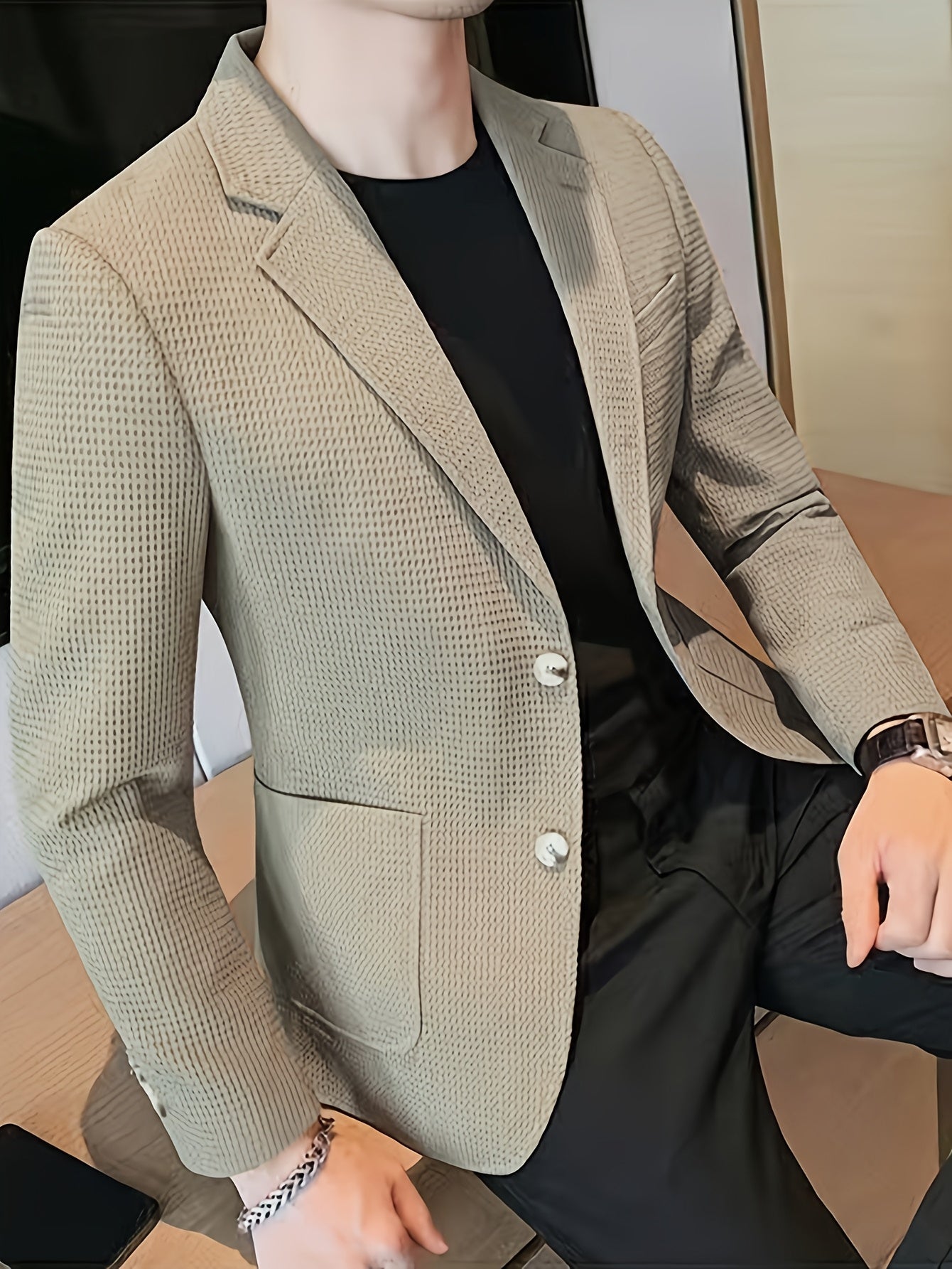 Blazer Maille Gaufrée Pour Homme