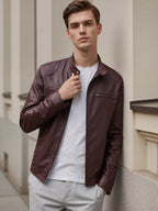 Homme Veste Aspect Cuir