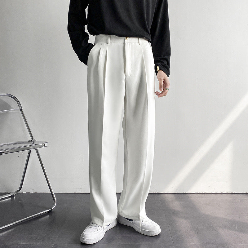 Homme Pantalon Plissé Large