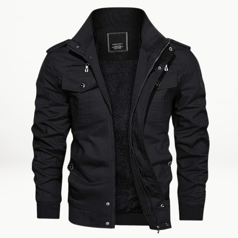Veste Poches Multiples Matelassée Bords Côtelés Col Montant Pour Homme
