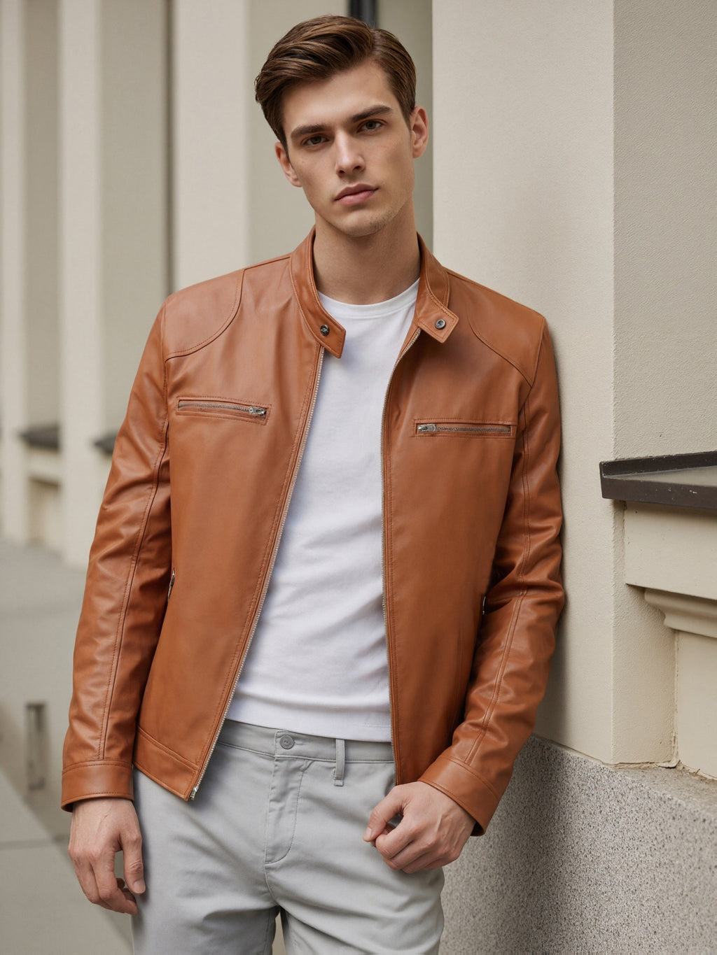 Veste Aspect Cuir Pour Homme