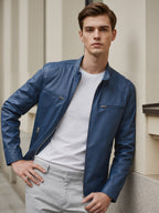 Homme Veste Aspect Cuir