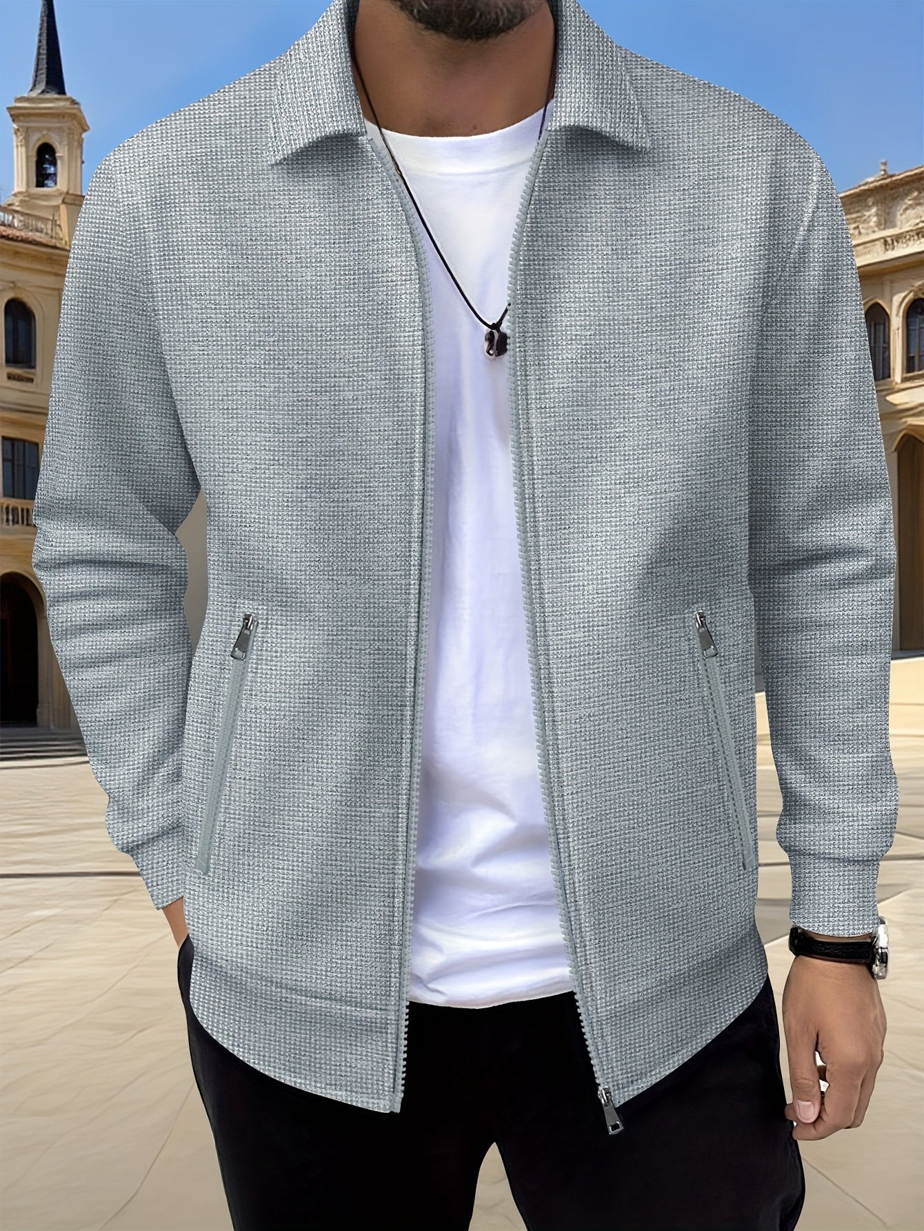 Veste Matière Stretch Coupe Droite Pour Homme