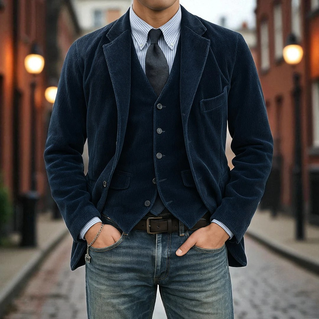 Blazer Aspect Velours Côtelé Pour Homme