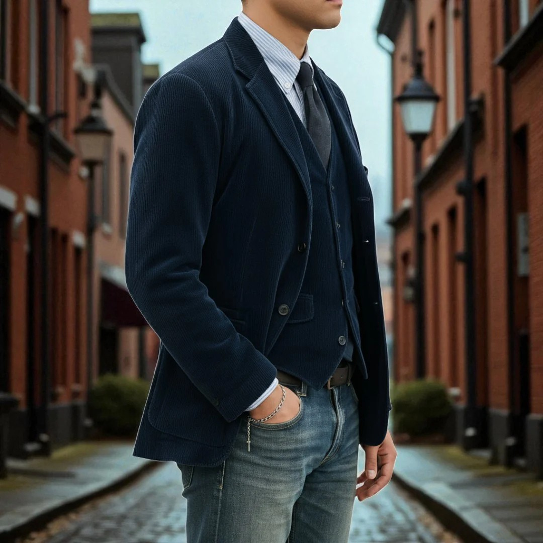 Blazer Aspect Velours Côtelé Pour Homme