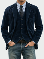 Blazer Aspect Velours Côtelé Pour Homme