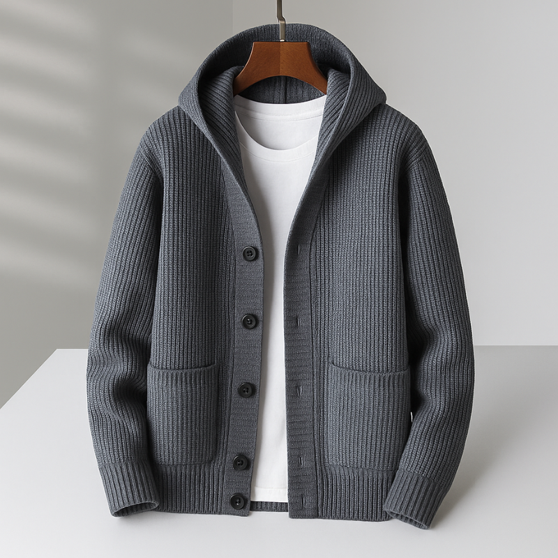 Homme Cardigan Maille Capuche