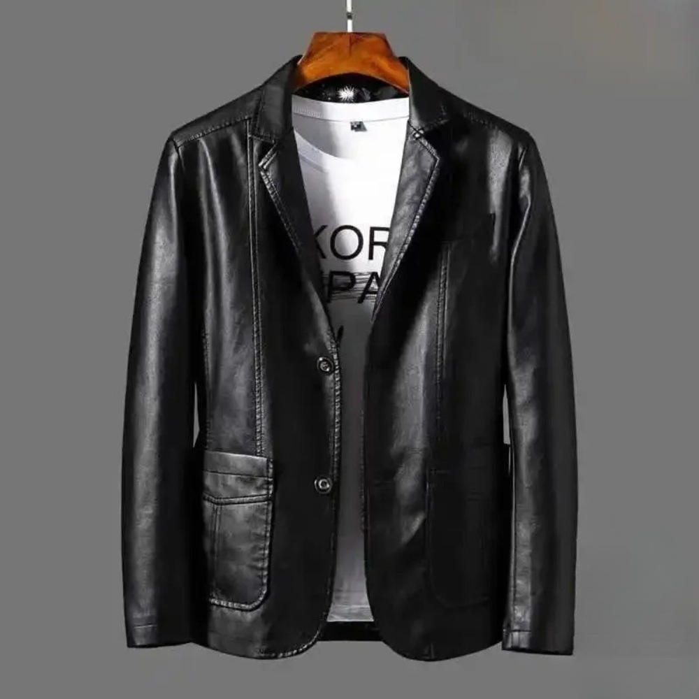 Veste Aspect Cuir Coupe Structurée Pour Homme