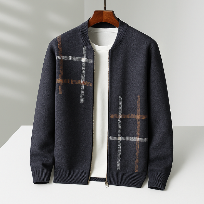 Veste Maille Côtelée Coupe Tailleur Pour Homme