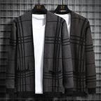 Homme Cardigan Ouvert Carreaux
