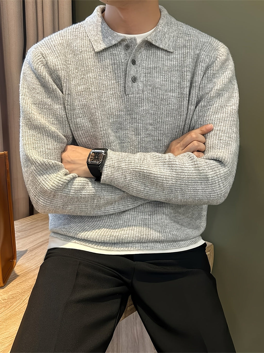 Homme Polo Maille Côtelée