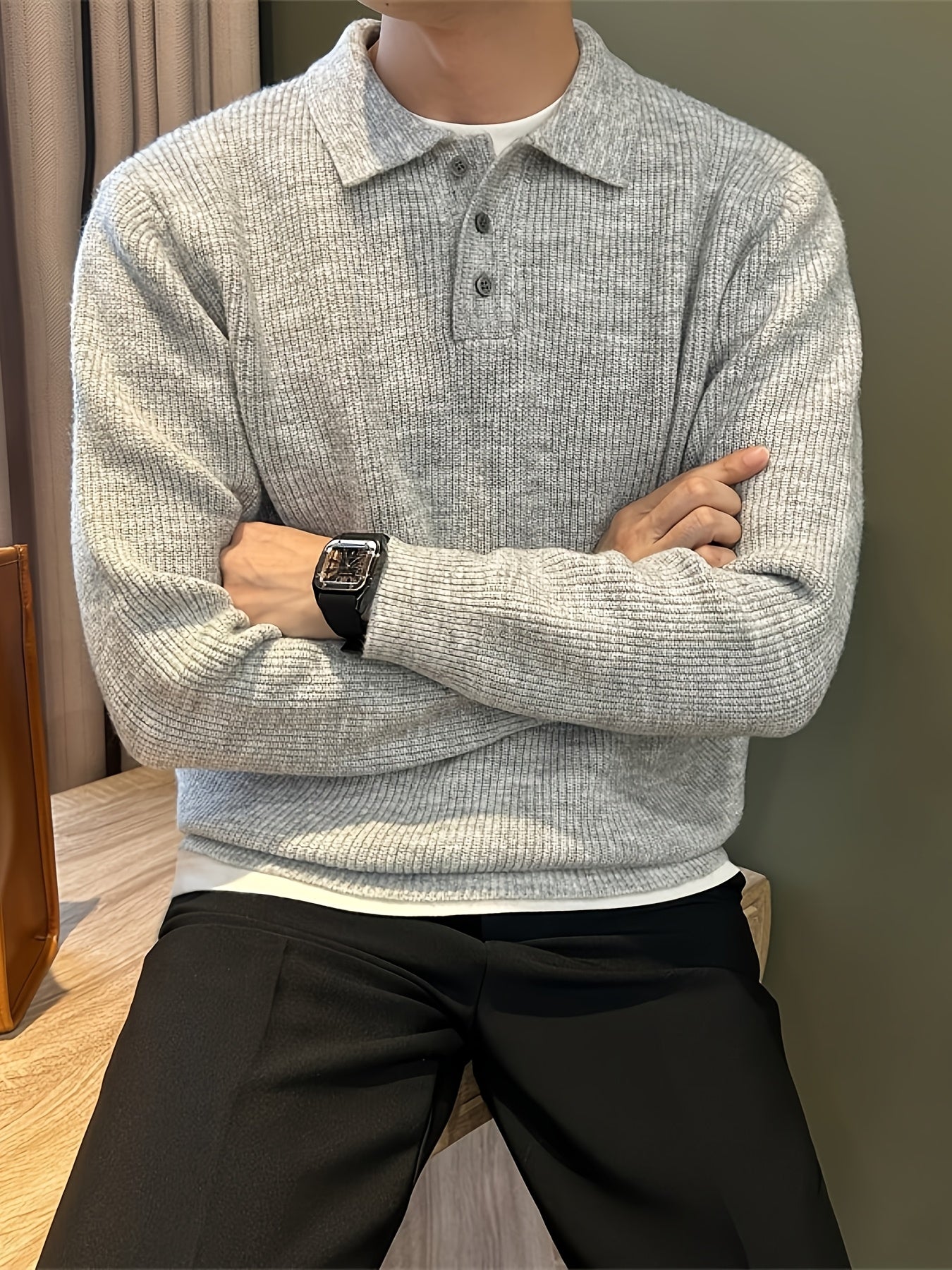 Homme Polo Maille Côtelée