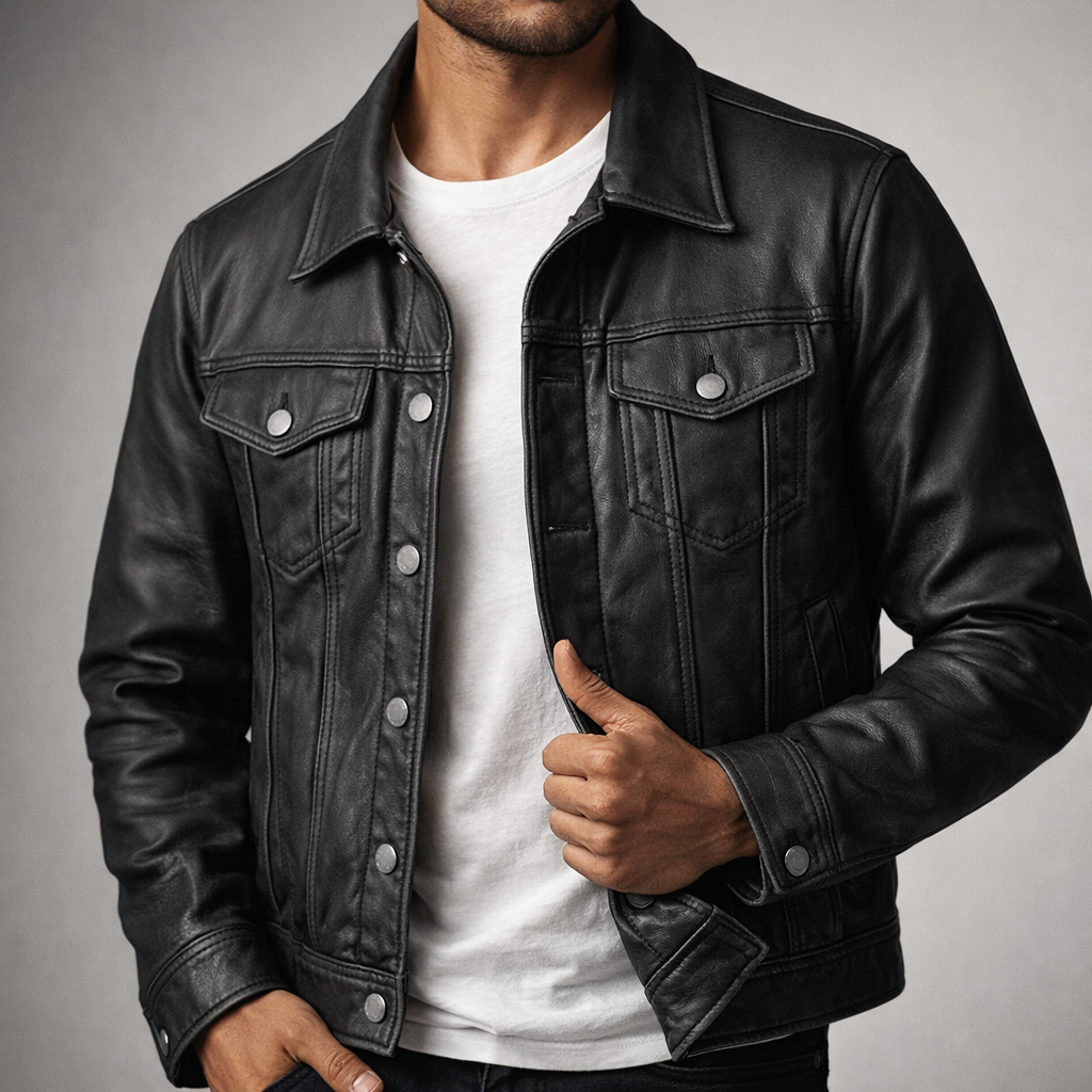 Homme Veste Trucker Boutonnée