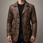 Homme Veste Aspect Cuir