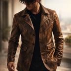Homme Veste Aspect Cuir