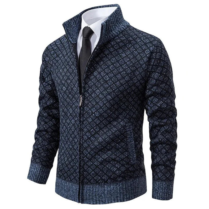 Homme Cardigan Zippé Texturé