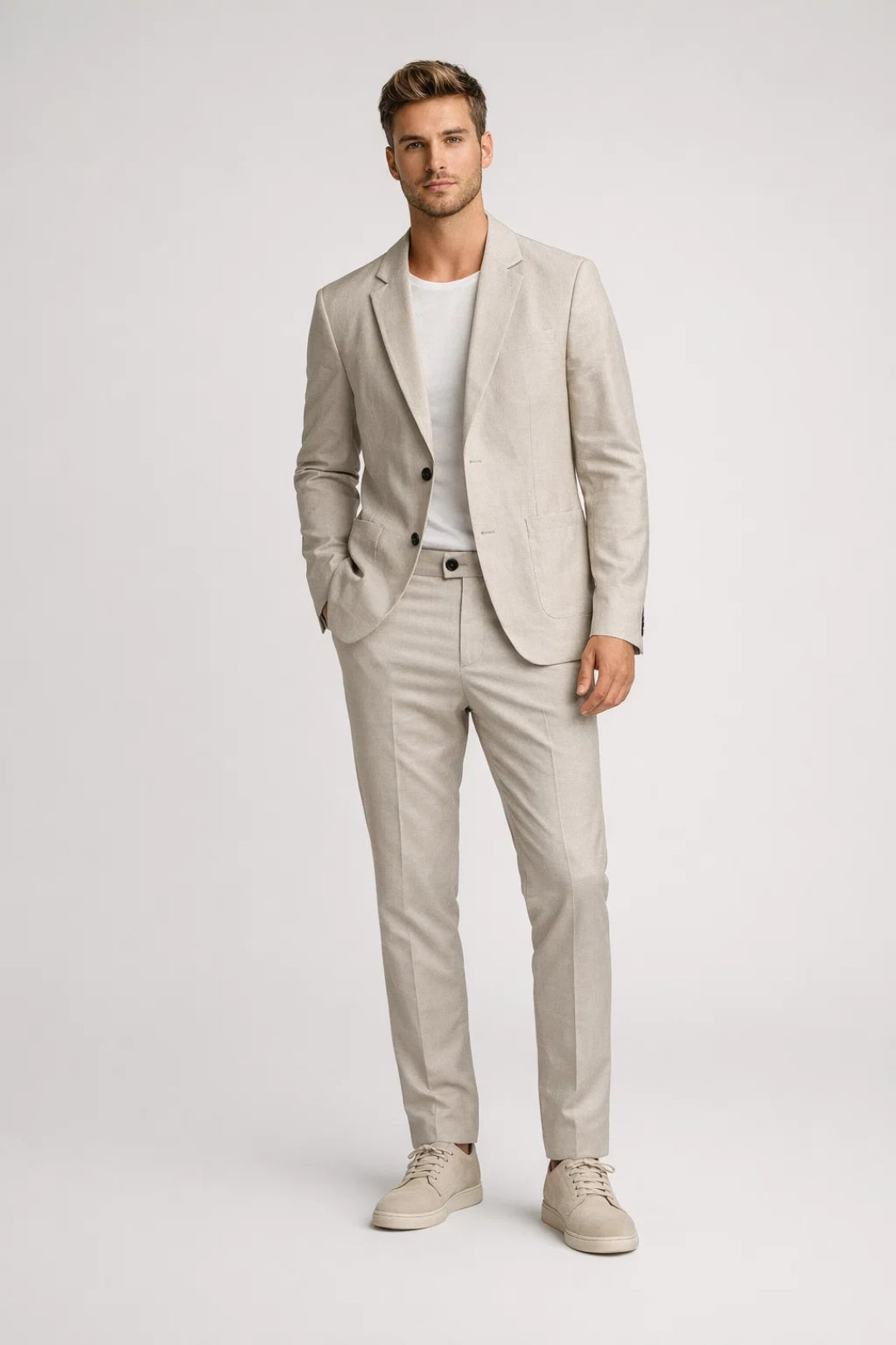 Costume 2 Pièces Coupe Ajustée Léger Pour Homme