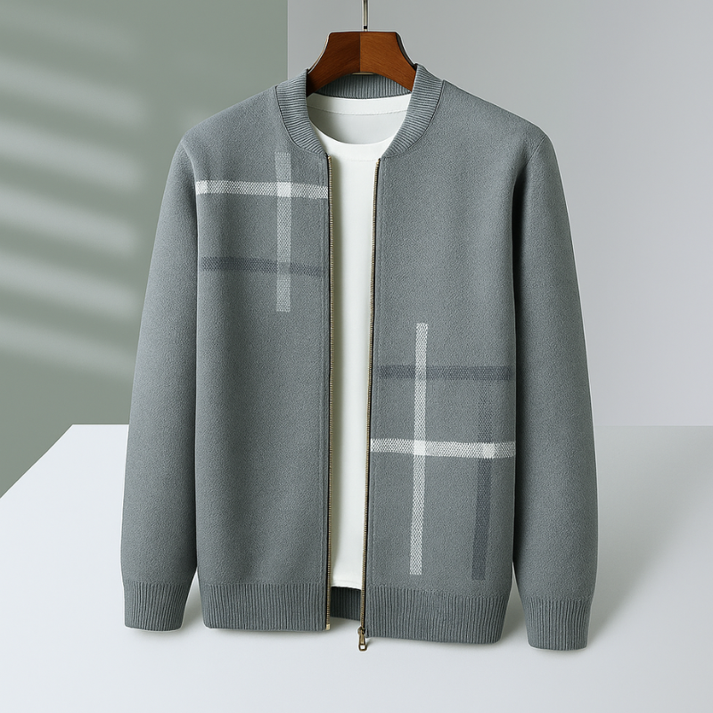 Veste Maille Côtelée Coupe Tailleur Pour Homme