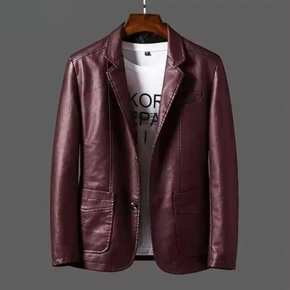 Veste Aspect Cuir Coupe Structurée Pour Homme