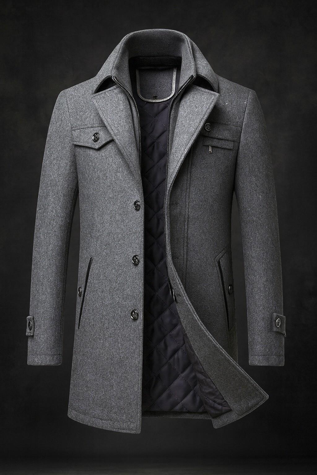 Homme Manteau Laine Matelassé