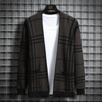 Homme Cardigan Ouvert Carreaux