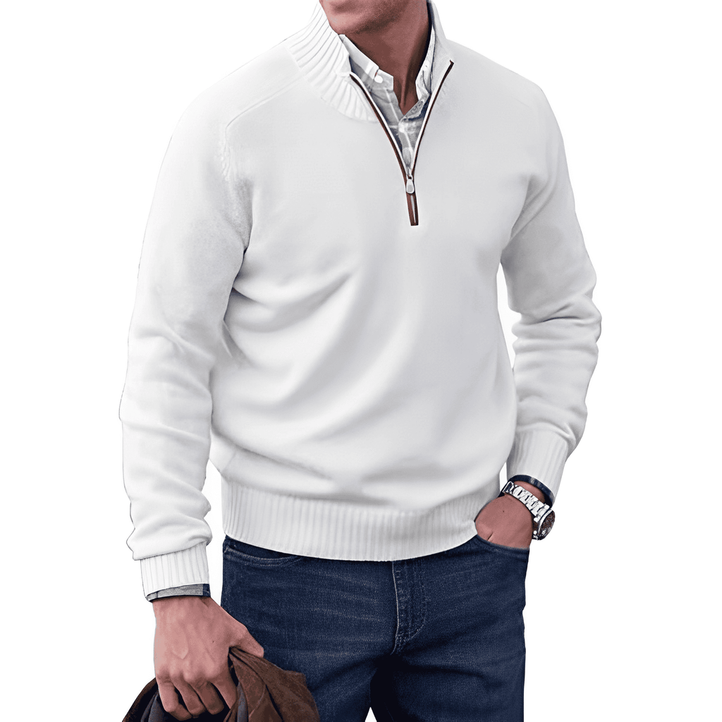Homme Pull Maille Zippé