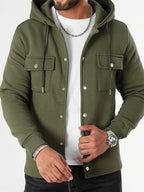 Homme Sweat Capuche Boutonné