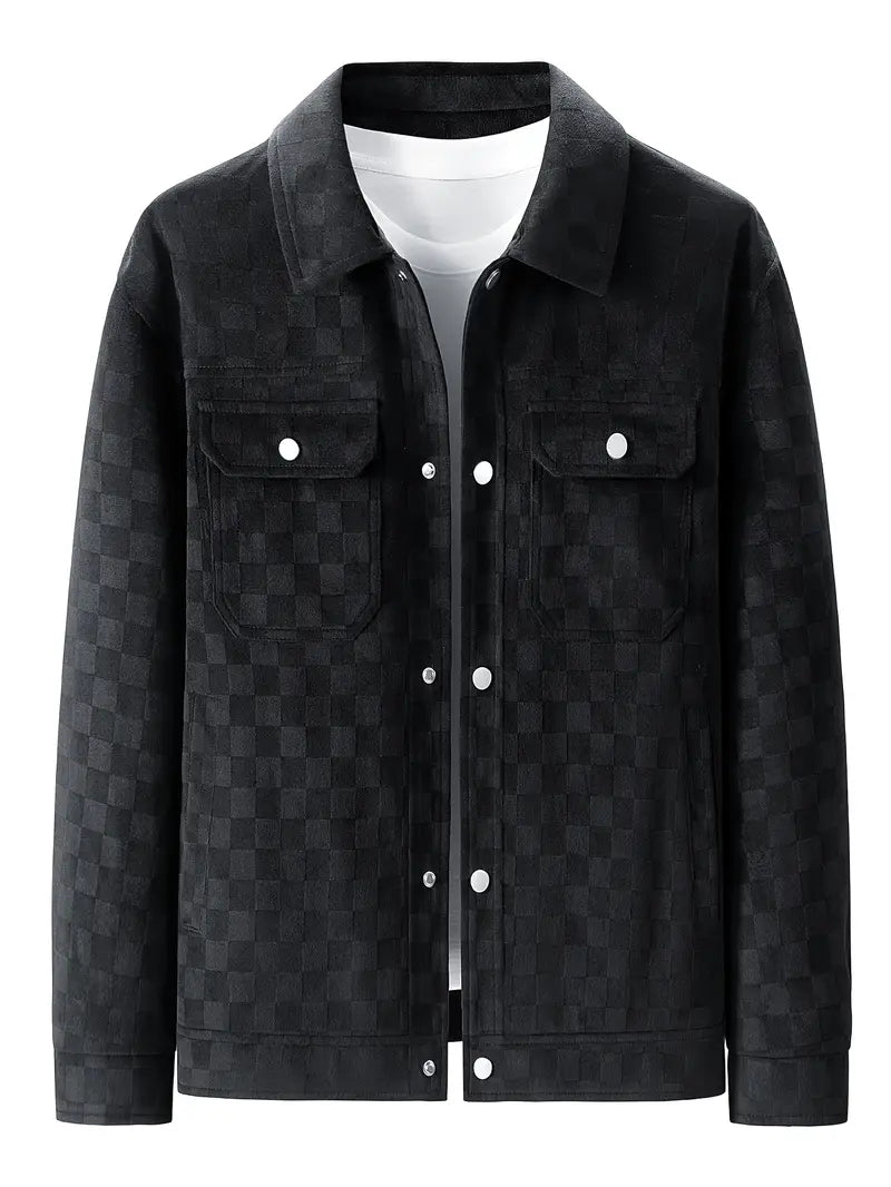 Veste Boutons Pression Poches Multiples Poche Poitrine Manches Longues Pour Homme