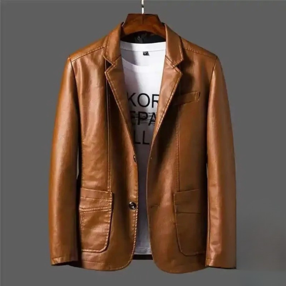 Veste Aspect Cuir Coupe Structurée Pour Homme