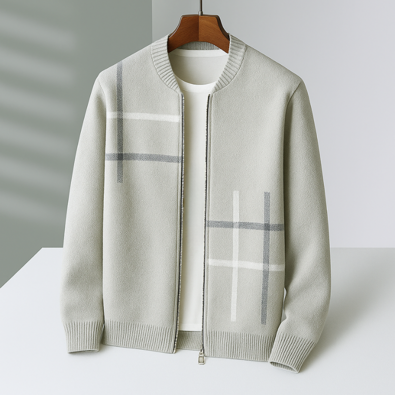 Veste Maille Côtelée Coupe Tailleur Pour Homme