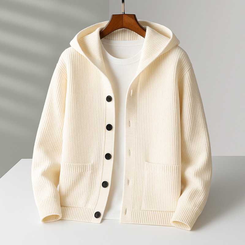 Homme Cardigan Maille Capuche