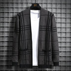 Homme Cardigan Ouvert Carreaux
