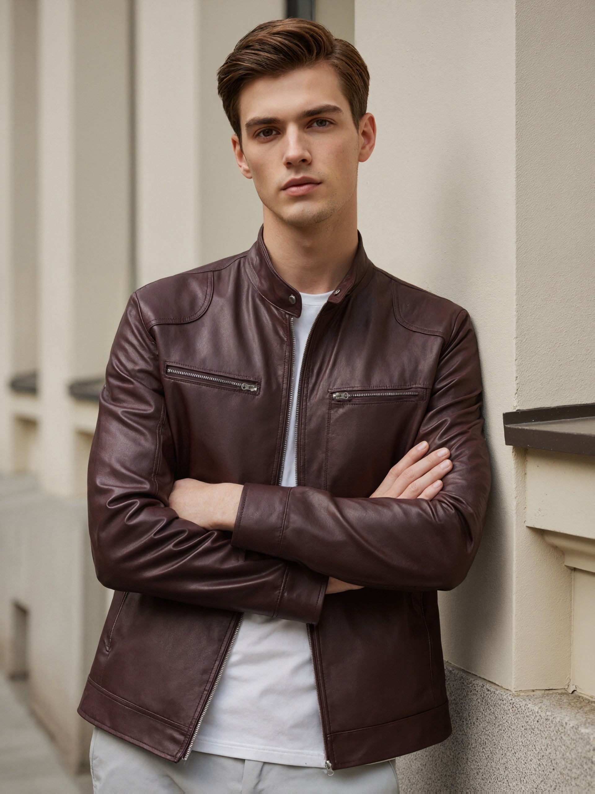 Veste Aspect Cuir Pour Homme