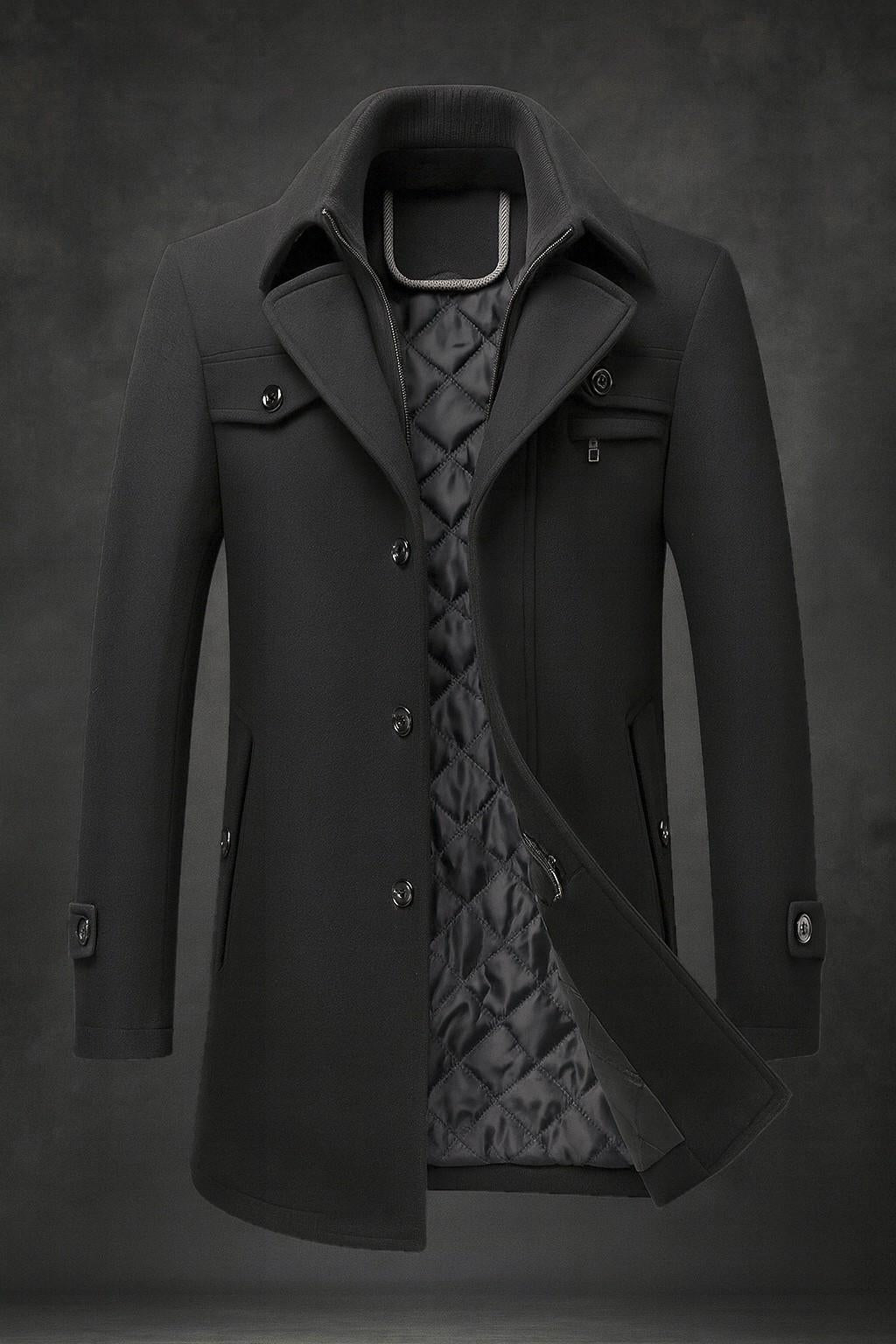 Homme Manteau Laine Matelassé