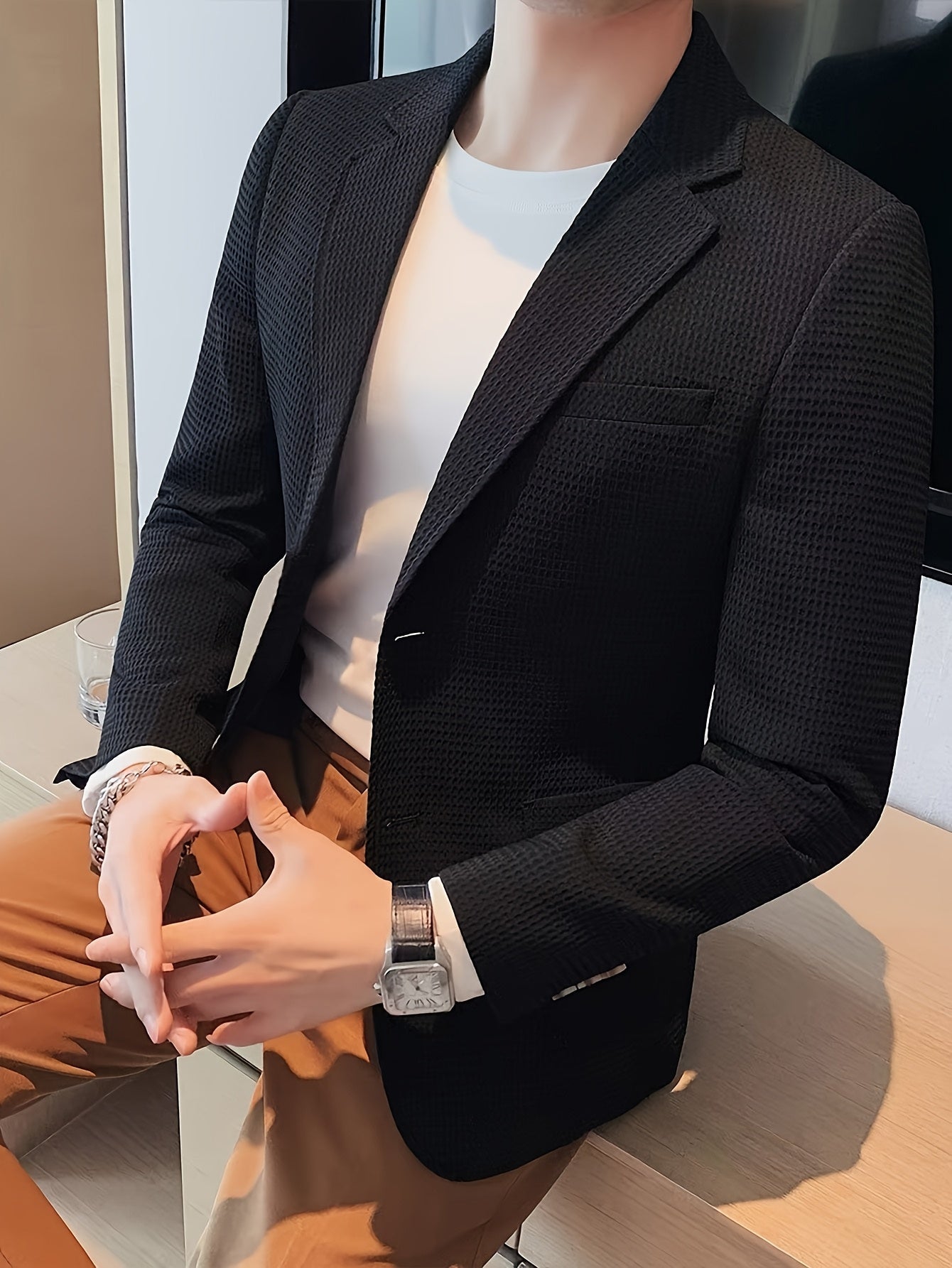Blazer Maille Gaufrée Pour Homme