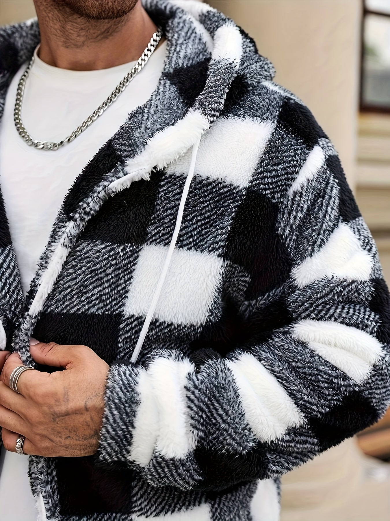 Homme Veste Sherpa Capuche