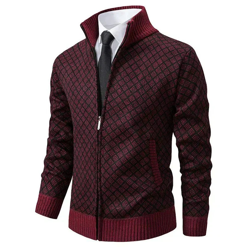 Homme Cardigan Zippé Texturé