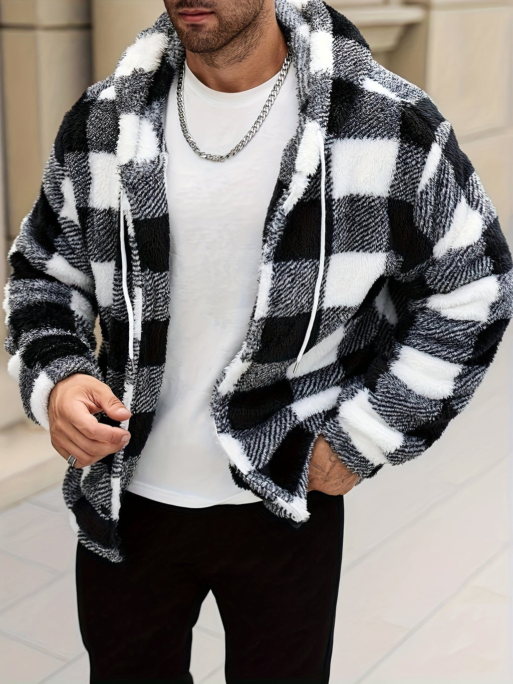Homme Veste Sherpa Capuche