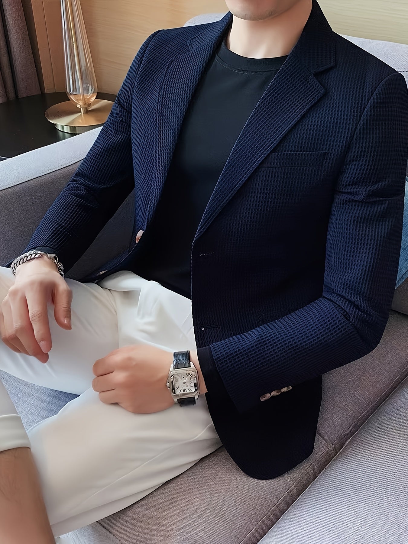 Blazer Maille Gaufrée Pour Homme