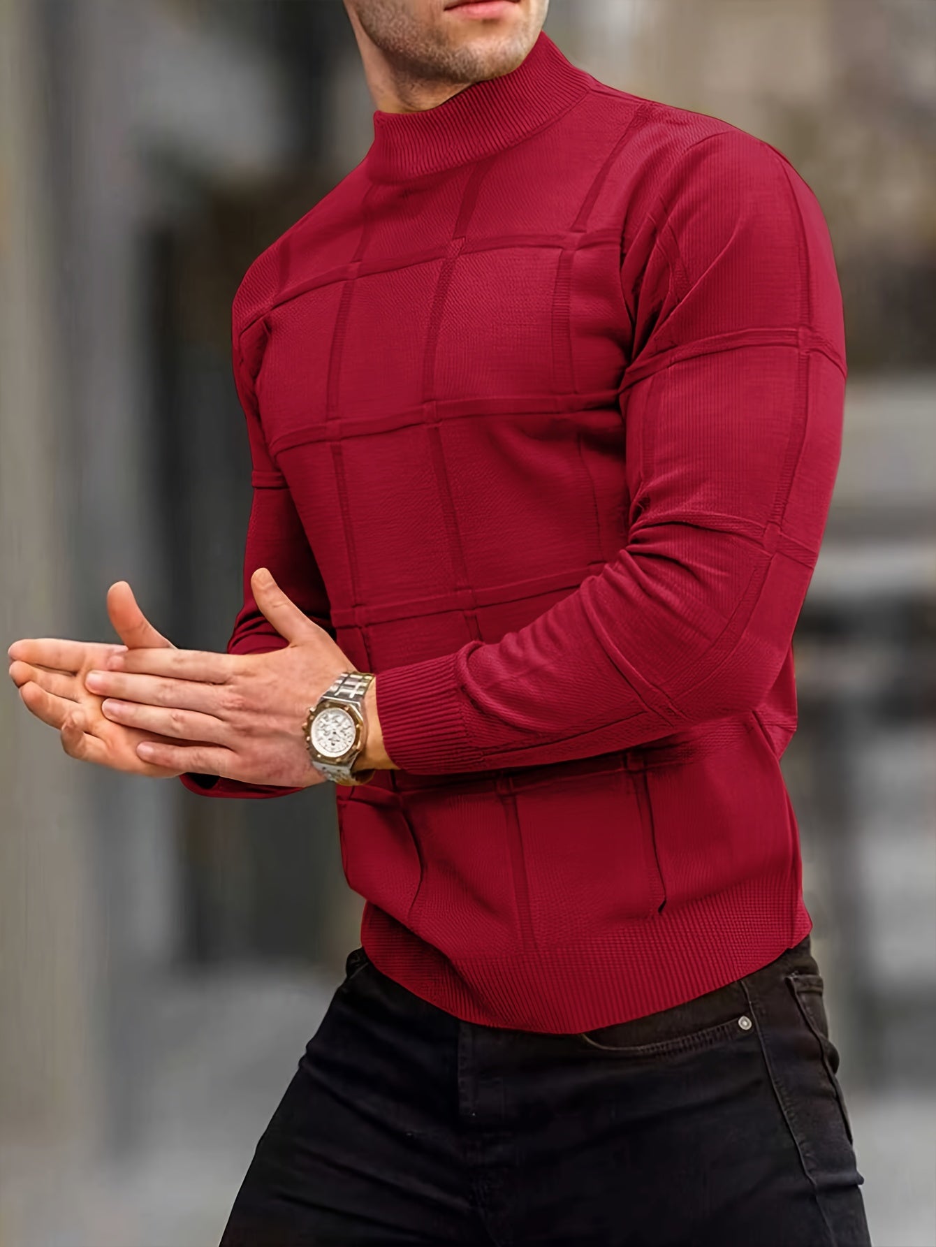 Pull Matière Stretch Coupe Droite Pour Homme