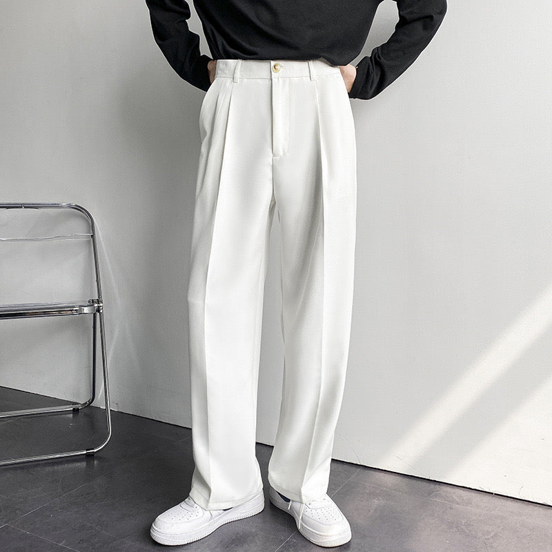 Homme Pantalon Plissé Large