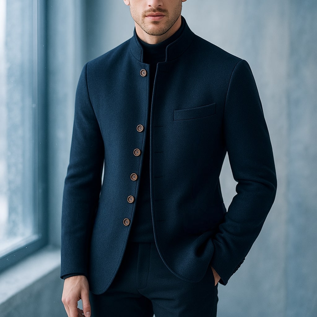 Veste Aspect Lainage Doublé Pour Homme