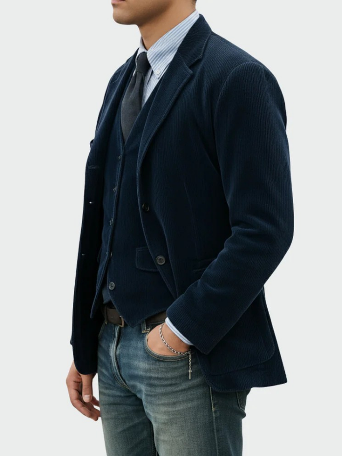 Blazer Aspect Velours Côtelé Pour Homme