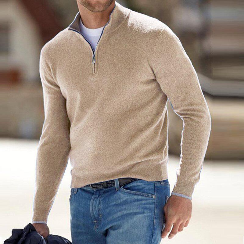 Homme Pull Col Zippé