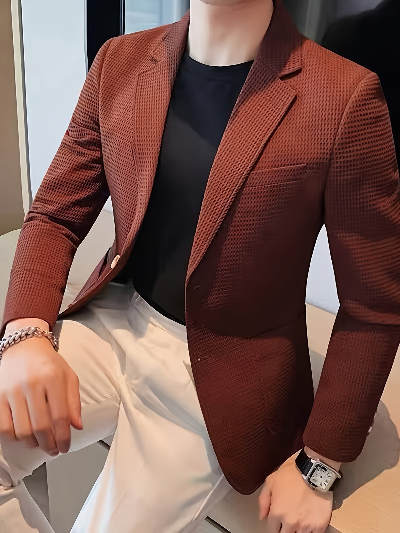 Blazer Maille Gaufrée Pour Homme