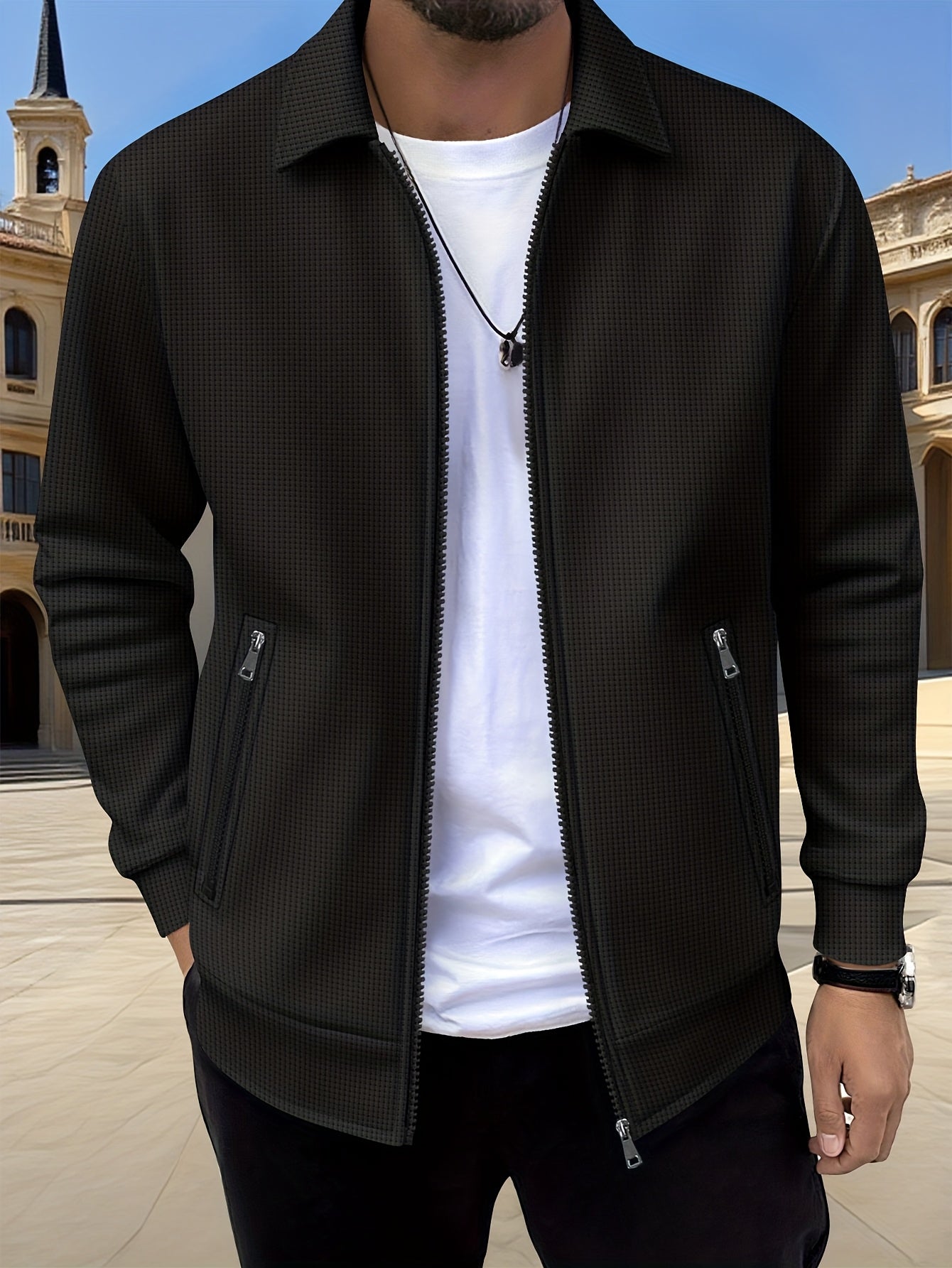 Veste Matière Stretch Coupe Droite Pour Homme
