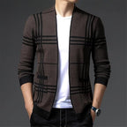 Homme Cardigan Ouvert Carreaux