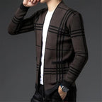 Homme Cardigan Ouvert Carreaux