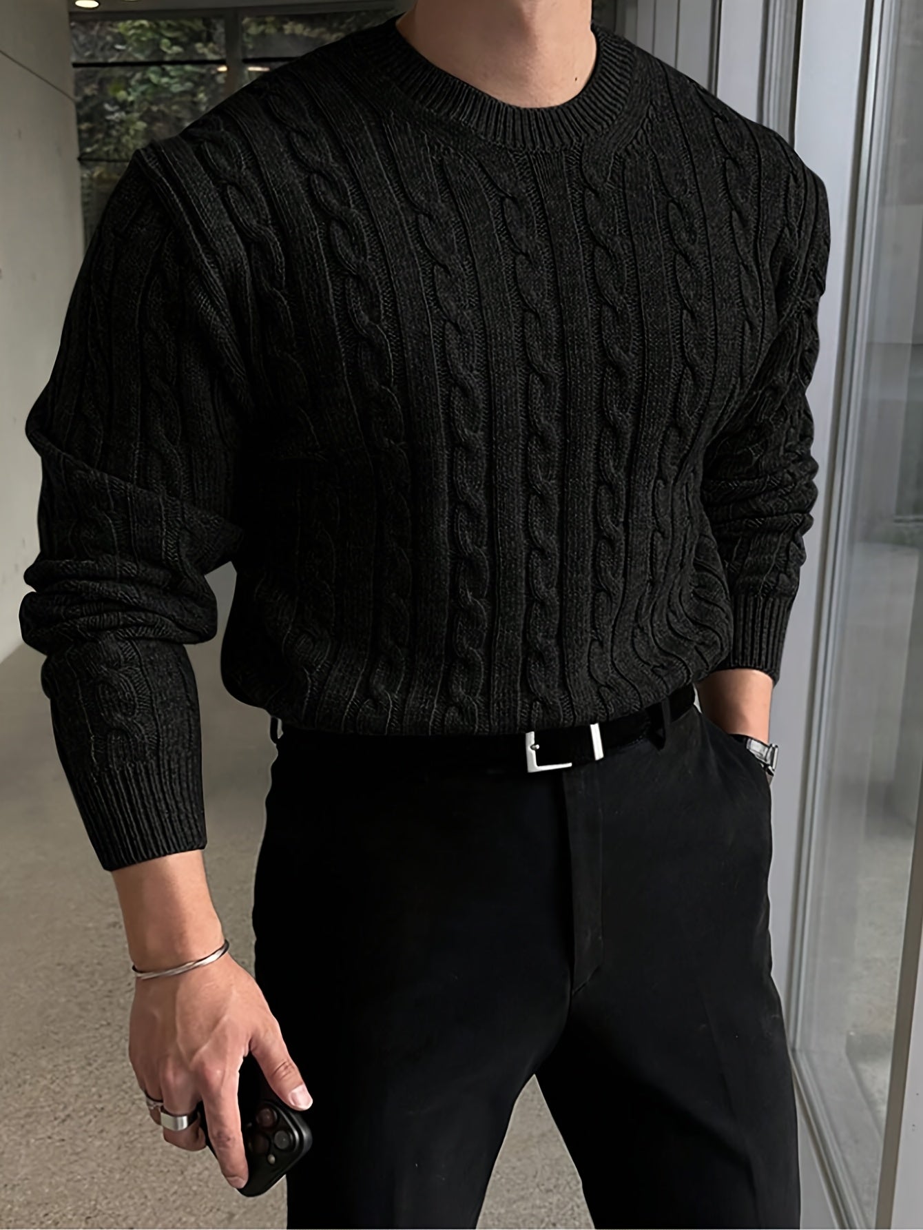 Pull Maille Douce Col Rond Pour Homme