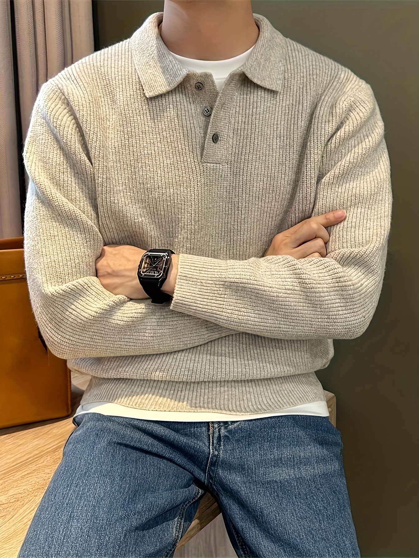 Homme Polo Maille Côtelée